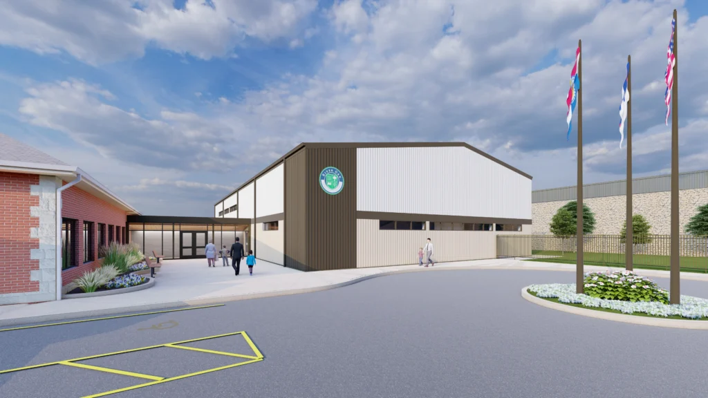 Exterior concept rendering of River Oak Academy - Jefferson City, MO