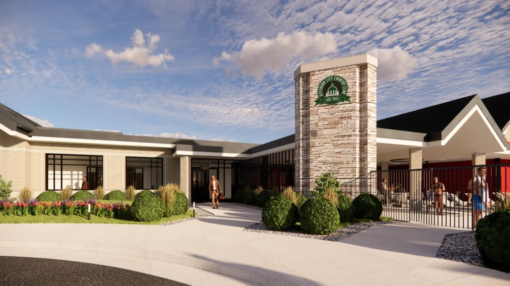 Exterior rendering of member entry at Jefferson City Country Club